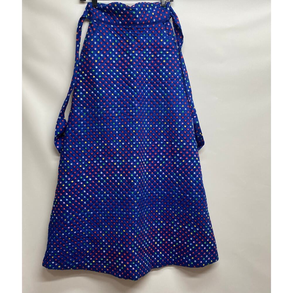 Vintage 1970s Mr Topper of California Quilted Floral Polkadot High Waist Skirt